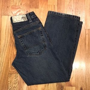 RAW EDGE DENIM STRAIGHT LEG JEANS